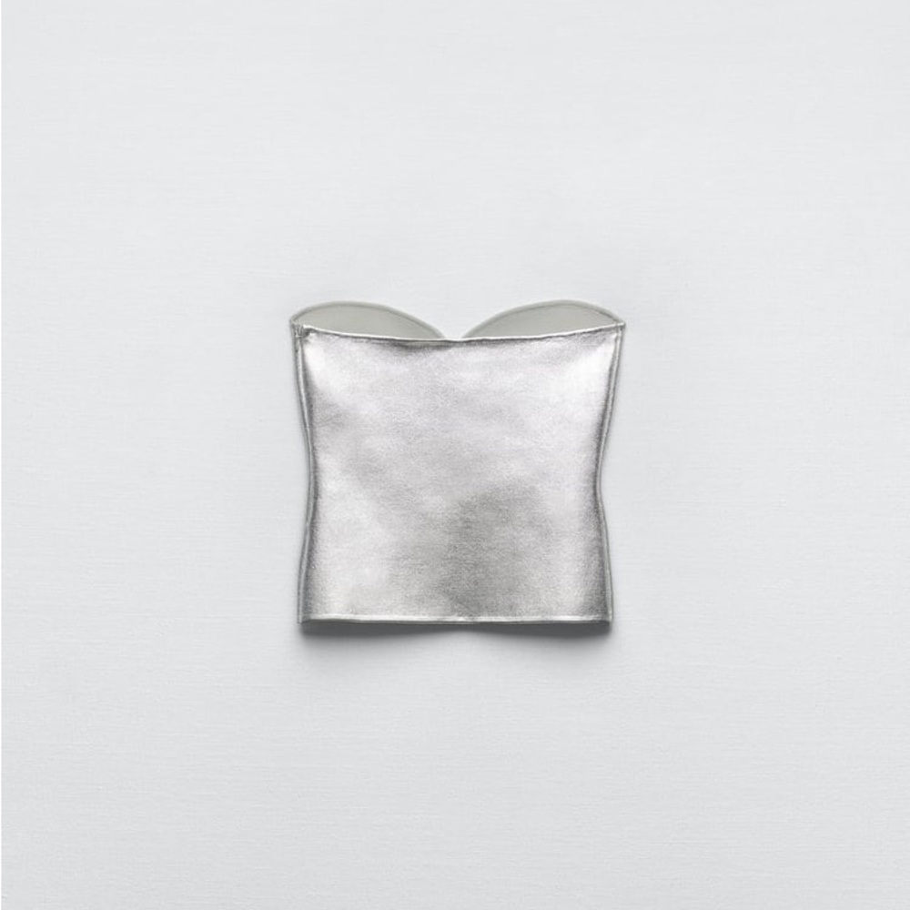 Zara Silver Knit Bustier Top - Picture 15 of 16